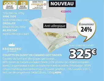 JYSK Couette en duvet de canard geittinden kronborg offre