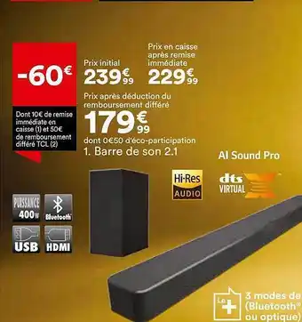 BUT Barre de son 2.1 offre