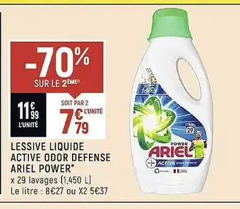 Spar Lessive liquide active odor defense ariel power offre