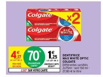 Intermarché Hyper Dentifrice max white optic colgate offre