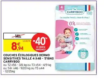 Intermarché Hyper Couches écologiques dermo sensitives taill 4 x 48 - 4-18kg carryboo offre