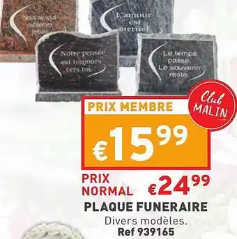 Plaque funeraire