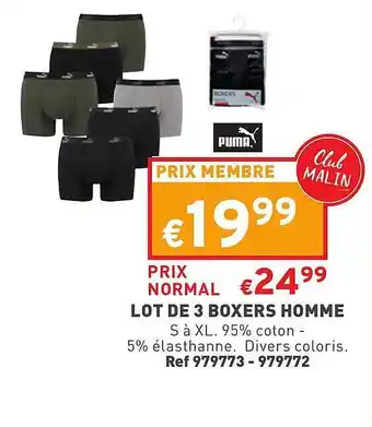 Lot de 3 boxers homme puma