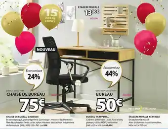JYSK Chaise de bureau dalmose, bureau trappedal, étagère murale kettinge offre