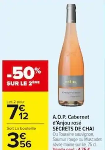 Carrefour Market A.O.P Cabernet d'Anjou Rose Secrets de Chai offre