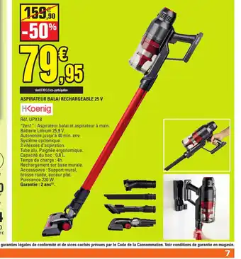 E.Leclerc Aspirateur Balai Rechargeable 25v offre