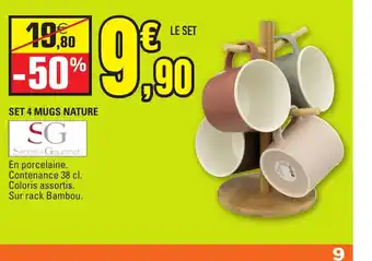 E.Leclerc Set 4 Mugs Natur offre