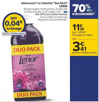Carrefour Lenor adoucissant "la collection" duo pack offre
