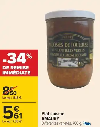 Carrefour Amaury plat cuisiné offre