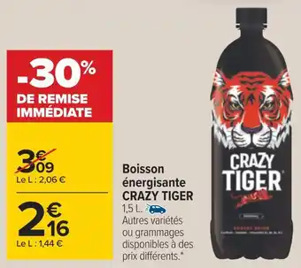 Carrefour Crazy tiger boisson énergisante offre
