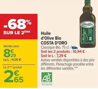 Carrefour Costa d'oro huile d'olive bio offre