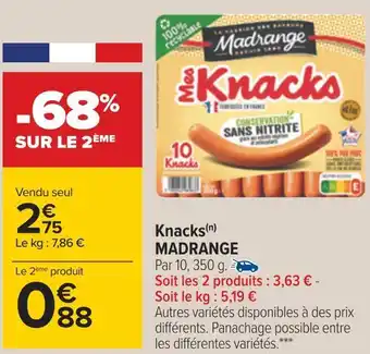 Carrefour Madrange knacks offre