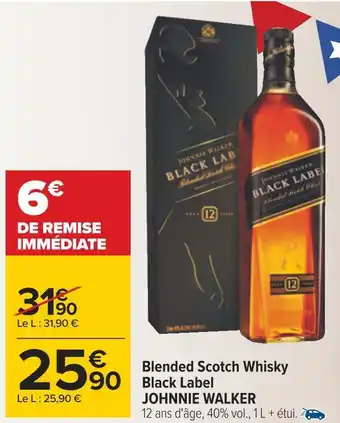 Carrefour Johnnie walker blended scotch whisky black label offre
