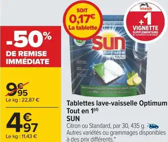 Carrefour Sun tablettes lave-vaisselle optimum tout en 1 offre