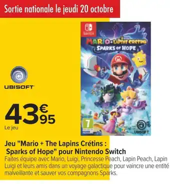 Carrefour Ubisoft jeu "mario + the lapins crétins : sparks of hope" pour nintendo switch offre