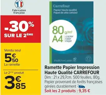 Carrefour Carrefour ramette papier impression haute qualité offre
