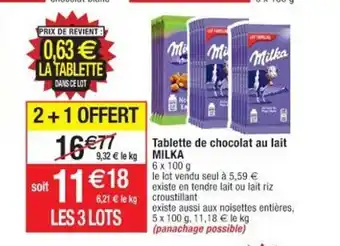 Cora x Carrefour Tablette de Chocolat Au Lait Milka offre