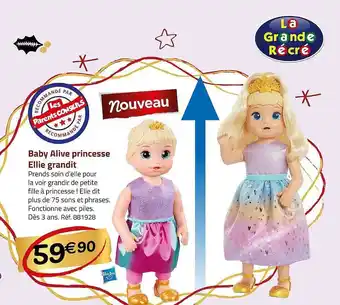 Casino Supermarchés Baby alive princesse ellie grandit offre