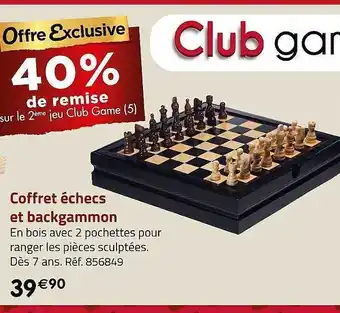 Casino Supermarchés Coffret échecs et backgammon club game offre