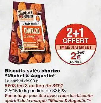 Monoprix Biscuits salés chorizo offre