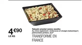 Monoprix Taboulé oriental raisins menthe offre