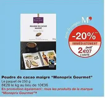 Poudre de cacao maigre