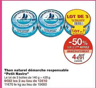Monoprix Thon naturel démarche responsable offre