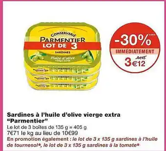 Monoprix Sardines à l'huile d'olive vierge extra offre