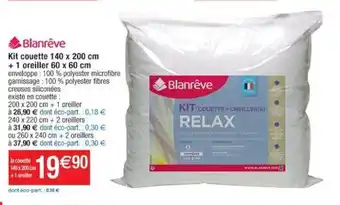 Cora x Carrefour Kit Couette 140 x 200 cm + 1 Oreiller 60 x 60 cm offre