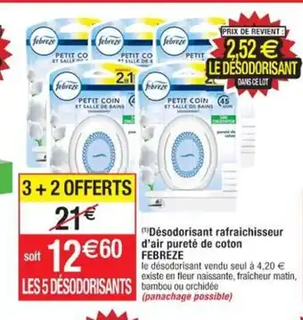 Cora x Carrefour Désodorisant Rafrichisseur D'Air Pureté De Coton Febreze offre