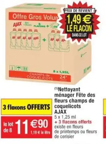 Cora x Carrefour Nettoyant Ménager Fete Des Fleurs Champs De Coquelicots Ajax offre