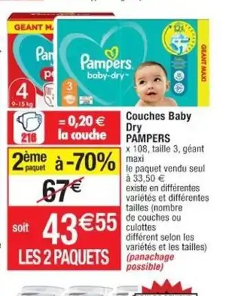 Cora x Carrefour Couches Baby Dry Pampers offre