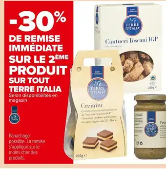 Carrefour Market Terre italia -30% de remise immédiate sur le 2ème produit sur tout de la marque terre italia offre