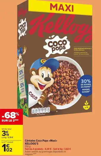 Carrefour Market Kellogg’s céréales coco pops maxi offre