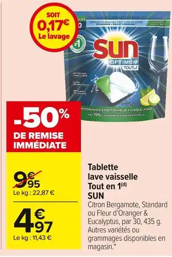 Carrefour Market Sun tablette lave vaisselle tout en 1 offre
