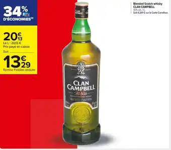 Carrefour Market Clan campbell blended scotch whisky offre