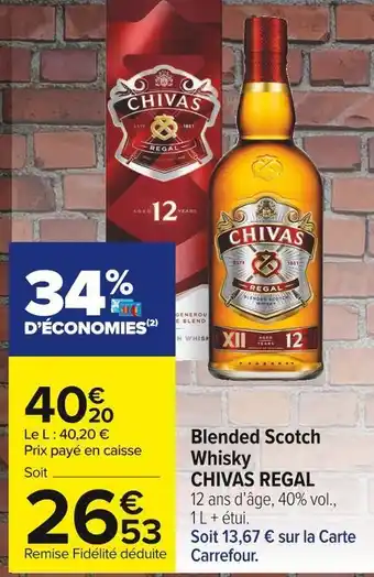 Carrefour Market Chivas regal blended scotch whisky offre