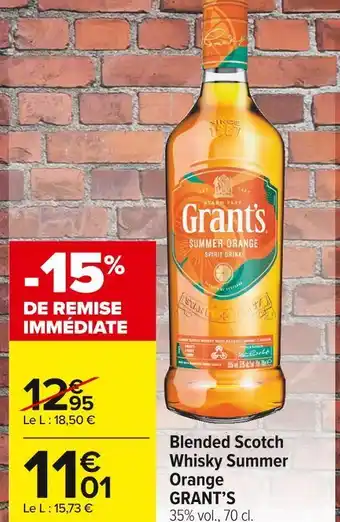 Carrefour Market Grant’s blended scotch whisky summer orange offre