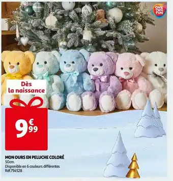 Auchan Mon ours en peluche coloré offre