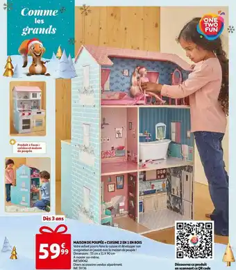 Auchan Maison de poupée + cuisine 2 en 1 en bois offre