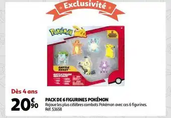 Auchan Pack de 6 figurines pokémon offre