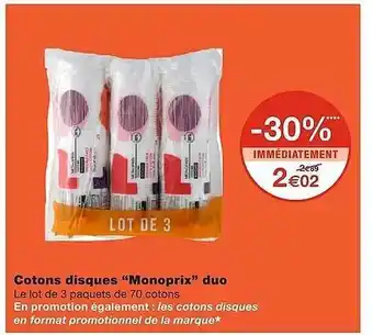Monoprix Cotons disques offre
