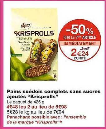 Monoprix Pains suédois complets sans sucres ajoutés offre