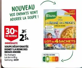 Auchan Soupe déshydratée disney la reine des neiges knorr offre
