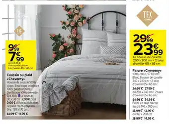 Carrefour Coussin Ou Plaid «cheverny», Parure «cheverny» offre