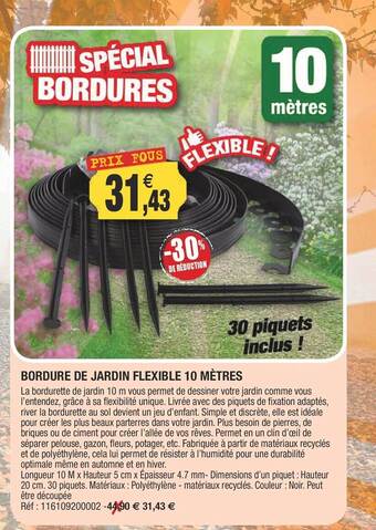 Outiror Bordure de jardin flexible 10 mètres offre