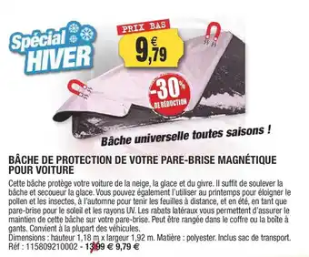 Outiror Bâche de protection de votre pare-brise magnétique pour voiture offre