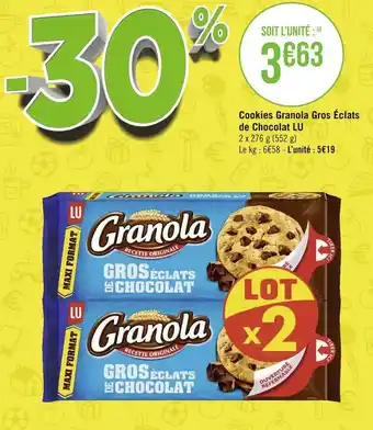 Géant Casino Lu cookies granola gros éclats de chocolat offre
