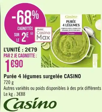 Géant Casino Casino purée 4 légumes surgelée offre