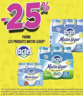 Géant Casino Lactel -25% parmi les produits matin leger offre